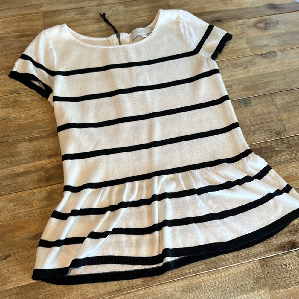 LOFT petite white:black striped sweater, SP